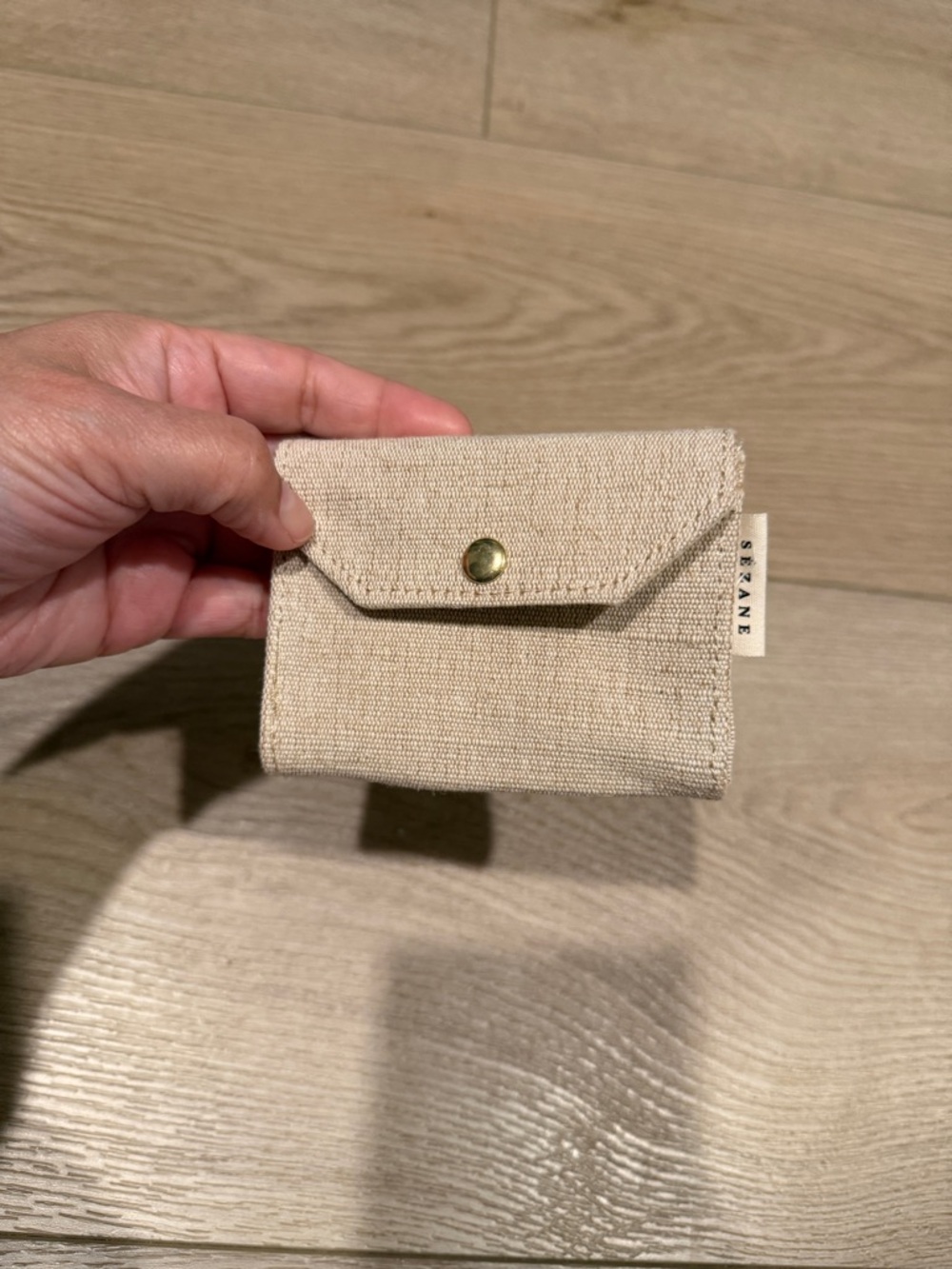 Sézane Natural Linen Snap Wallet NWOT